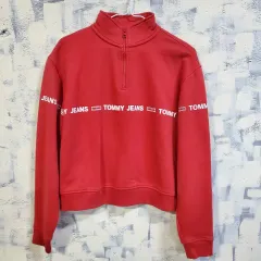 トミーヒルフィガー ハーフジップ 起毛 半クロップド丈 スウェット M