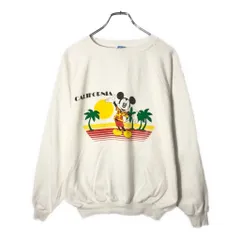 80年代 USA製 Disney ディズニー ミッキーマウス カリフォルニア スウェット キャラクター ホワイト(メンズ X-LARGE)中古 古着 V8919