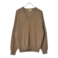 80年代 スコットランド製 Pringle プリングル Vネック カシミヤニットセーター ブラウン(メンズ 40)中古 古着 V8771