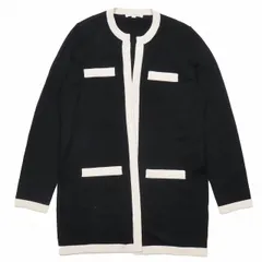 美品 ナラカミーチェ NARA CAMICIE バイカラー ミディ カーディガン 羽織り トップス 黒 ブラック サイズ1 レディース 30-32-11-805