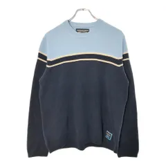 00年代 Abercrombie & Fitch アバクロンビーアンドフィッチ アクリルニット セーター ライン ブルー(メンズ M)中古 古着 X0884