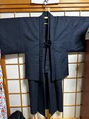 メンズ　着物セット　男性用　アンサンブル　ブラック系　身丈138cm