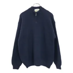 90年代 Eddie Bauer エディーバウアー ハーフジップ コットン ニット セーター アウトドア ネイビー(メンズ L)中古 古着 U8117