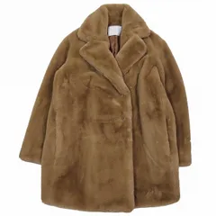 極美品 ヒューゴボス HUGO BOSS フェイクファー チェスターコート ロング ジャケット アウター IT40 ブラウン/11▲B1 レディースのサムネイル
