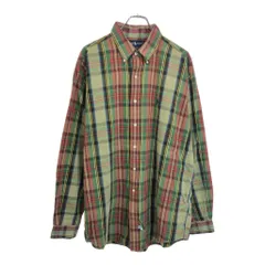 RALPH LAUREN ラルフローレン ポロプレイヤー刺繍 ボタンダウン  長袖シャツ チェック マルチカラー(メンズ XL)中古 古着 U8521