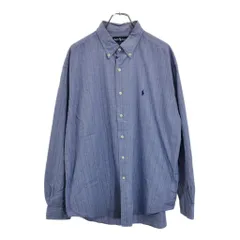 RALPH LAUREN ラルフローレン ポロプレイヤー刺 ボタンダウン 長袖シャツ ブルー(メンズ XL)中古 古着 U8691