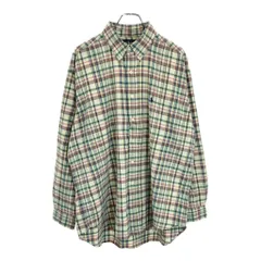 RALPH LAUREN ラルフローレン ポロプレイヤー刺 ボタンダウン 長袖シャツ チェック イエロー(メンズ XL)中古 古着 U8692