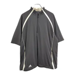 adidas アディダス ロゴ刺 ハーフジップ 半袖Ｔシャツ グレー(メンズ L)中古 古着 U9059
