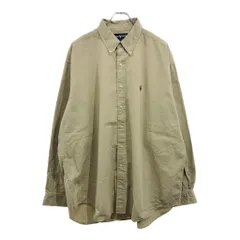 RALPH LAUREN ラルフローレン ボタンダウン ポロプレイヤー刺繍 長袖シャツ ベージュ(メンズ XXL)中古 古着 U9156