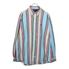RALPH LAUREN ラルフローレン ボタンダウン ポロプレイヤー刺繍 長袖シャツ マルチカラー(メンズ XL)中古 古着 U9276