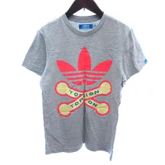 アディダスオリジナルス adidas originals カットソー Tシャツ クルーネック プリント 半袖 XS グレー /AU