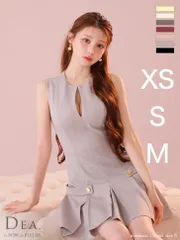 グレージュ [DE3362-R-2409] Lサイズあり【DEA.by ROBE de FLEURS/ディアバイローブドフルール】シンプル/ サイドベルトモチーフ/ ノースリーブ/ プリーツ/ フレア/ ミニドレス/ キャバドレス/ ナイトドレス