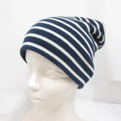 ジェイクルー J.CREW ボーダー柄 ビーニー ニット帽 帽子 ONE SIZE ネイビー×白 ワッチキャップのサムネイル
