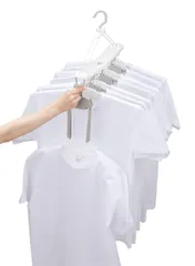 シービージャパン(CB JAPAN) 洗濯物干し 衣類ハンガー 8連 ホワイト×グレー 首元を伸ばさない 肩幅に合わせてスライド調整 ワンタッチ取り込み ホワイト×グレー ワンタッチ Kogure THE HANGERS