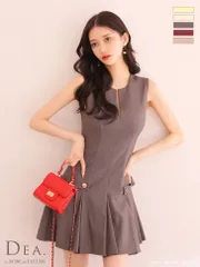 グレー [DE3362-R-2409] Lサイズあり【DEA.by ROBE de FLEURS/ディアバイローブドフルール】シンプル/ サイドベルトモチーフ/ ノースリーブ/ プリーツ/ フレア/ ミニドレス/ キャバドレス/ ナイトドレス