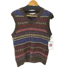 グリーンレーベルリラクシング GREEN LABEL RELAXING 総柄 Vネック ニットベスト メンズ JPN：L 