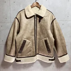 SLY スライ B-3 フェイク ムートン ジャケット アウター ボア コート M ブラウン レディース SG394-7