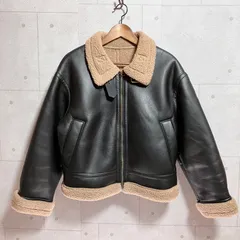 GU ジーユー フェイク ムートン ショート フライトジャケット アウター ボア コート ブラック 黒 レディース SG394-8