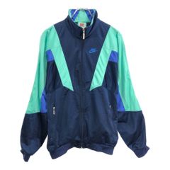 NIKEスウッシュロゴ×ブルーグリーン半袖ジャージトラックジャケット 