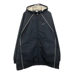 NIKE ナイキ ロゴ刺繍 フーデッド ナイロン ジャケット ブラック(メンズ XL)中古 古着 V0284