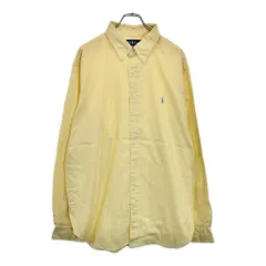 RALPH LAUREN ラルフローレン ボタンダウン ポロプレイヤー刺繍 長袖シャツ イエロー(メンズ XXL)中古 古着 U9547