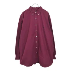 RALPH LAUREN ラルフローレン ボタンダウン ポロプレイヤー刺繍 長袖シャツ ワインレッド(メンズ 2XLT)中古 古着 U9562