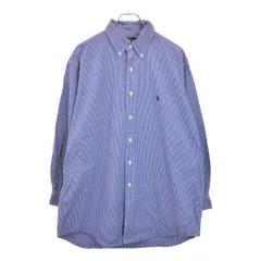 RALPH LAUREN ラルフローレン ボタンダウン ポロプレイヤー刺繍 長袖シャツ チェック ブルー(メンズ 16 1/2)中古 古着 U9563