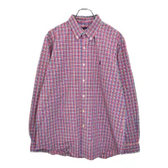RALPH LAUREN ラルフローレン ボタンダウン ポロプレイヤー刺繍 長袖シャツ チェック ピンク(メンズ L)中古 古着 U9565