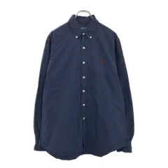 RALPH LAUREN ラルフローレン ボタンダウン ポロプレイヤー刺繍 長袖シャツ ネイビー(メンズ L)中古 古着 U9587