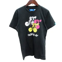 アディダスオリジナルス adidas originals カットソー Tシャツ クルーネック プリント 半袖 XS 黒 ブラック /AU