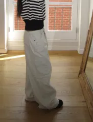 イージーイージー ベージュ カーゴパンツ コットン パンツ アイボリー レディース コットンパンツ