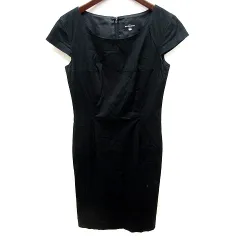 クイーンズコート QUEENS COURT ワンピース タイト ひざ丈 半袖 2 黒 ブラック /RT