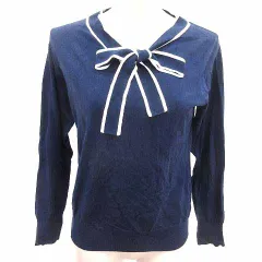 ロペピクニック ROPE Picnic ニット カットソー ボウタイ 長袖 38 M 紺 ネイビー /YK