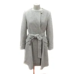 フェルゥ Feroux ノーカラーコート ウール 総裏地 2 グレー /MS