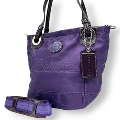 【美品】コーチ COACH ポピー 2WAY ハンドバッグ 14417 ショルダーバッグ レディース ナイロン パープル キルティング ステッチ ワンショルダー 斜め掛け可 エレガント 軽量 大容量 クリーニング済み s57