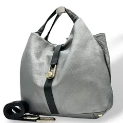 FURLA フルラ ハンドバッグ グレー ホーボー 2WAY エリザベス レザー 本革 トートバッグ ショルダーバッグ 斜め掛け可 自立可 シルバー金具 ゴールド金具 ロゴプレート s82 上品 高級感