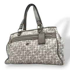 コーチ トートバッグ グレー シグネチャー ワンショルダー チャーム付き s15 ハンドバッグ 肩掛け可 肩かけ可 PVC 本革 ロゴプレート シルバー金具 F17179