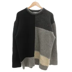 ザラ ZARA ニット セーター XL 長袖 黒 ブラック グレー パッチワーク 切替 ステッチ /GV ■YHS13