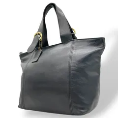 コーチ COACH オールドコーチ ハンドバッグ ミニトートバッグ 紺 ネイビー レザー ゴールド金具 ファスナー開閉 ロゴチャーム USA製 ヴィンテージ レディース S12
