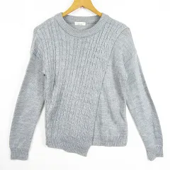 アースミュージック&エコロジー EARTH MUSIC & ECOLOGY ニット セーター 長袖 ケーブル編み スリット 毛 F グレー kz10347