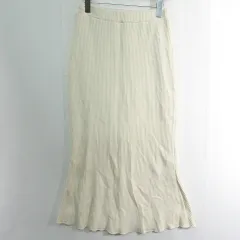 ローリーズファーム LOWRYS FARM リブ ニット タイト スカート ストレッチ 綿 F アイボリー kz11048