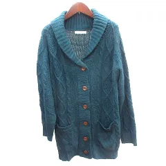 ソウルベリー soulberry ニット カーディガン ショールカラー ケーブル 長袖 M 緑 グリーン /AU