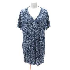 アズノウアズ as know as ワンピース ミニ 半袖 花柄 F 紺 ネイビー グレー /YI