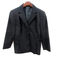 コムサイズム COMME CA ISM ジャケット テーラード 背抜き ストライプ ウール L 黒 ブラック /RT