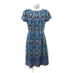 スーナウーナ Sunauna ワンピース ひざ丈 半袖 総柄 36 S マルチカラー /YI