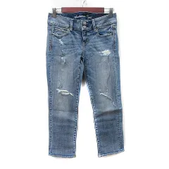 アメリカンイーグル AMERICAN EAGLE スキニーパンツ デニム ジーンズ ダメージ加工 2 M 紺 ネイビー /YI ●RY