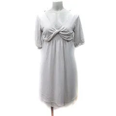 クイーンズコート QUEENS COURT ワンピース ひざ丈 半袖 2 M ベージュ /YI