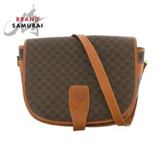 CELINE セリーヌ ヴィンテージ マカダム ブラウン ゴールド金具 PVC/レザー ショルダーバッグ ポシェット レディース 502295【中古】