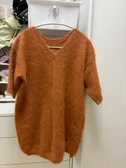 ベイキングパウダー アンゴラ Vネック 半袖 ニット