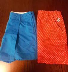 ゴルフ ハーフパンツ ブルー/ドット パータン レッド